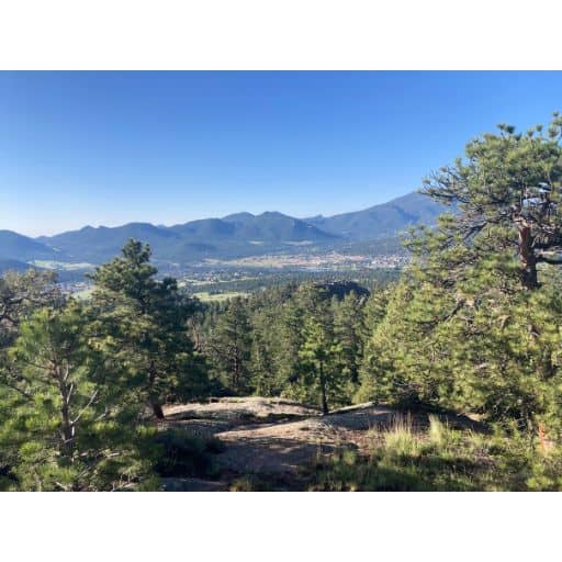 View of Estes Park from the trail to Gem Lake