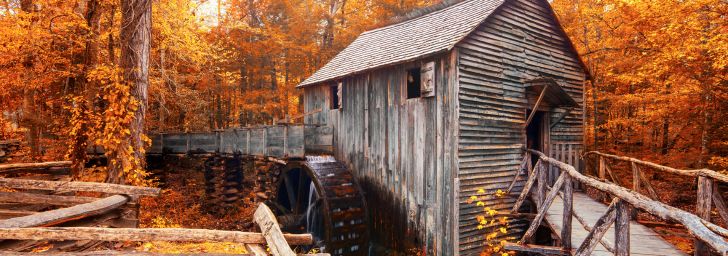 John Cable Grist Mill in fall