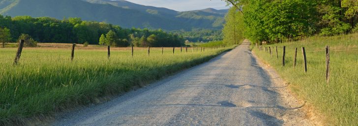 A gravel road in Cades Cove