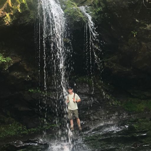 Jeff standing in the "grotto" at Grotto Falls