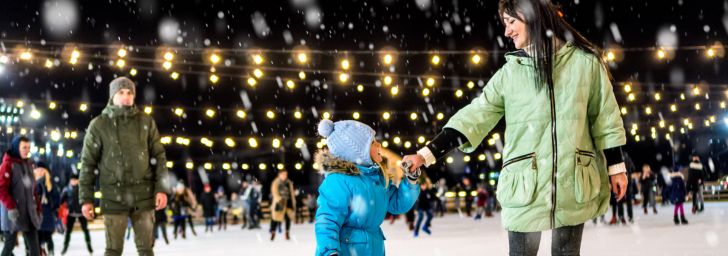 Family iceskating together
