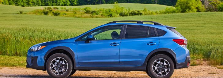 Subaru on a gravel road