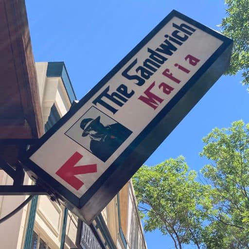 Sign outside the Sandwich Mafia Sandwich Shop
