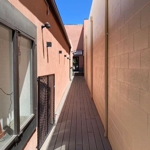 Narrow alley leading to The Sandwich Mafia