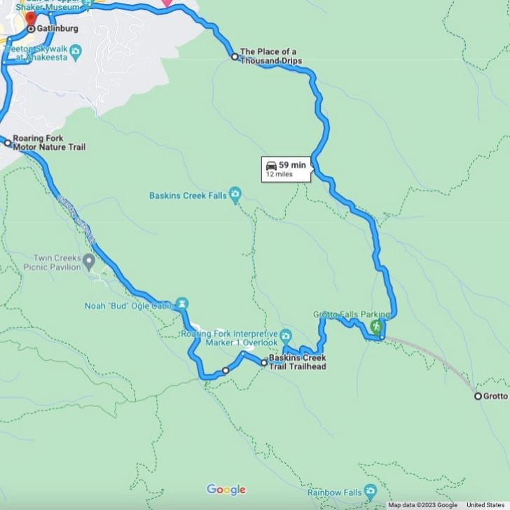 Map of Roaring Fork Motor Nature Trail