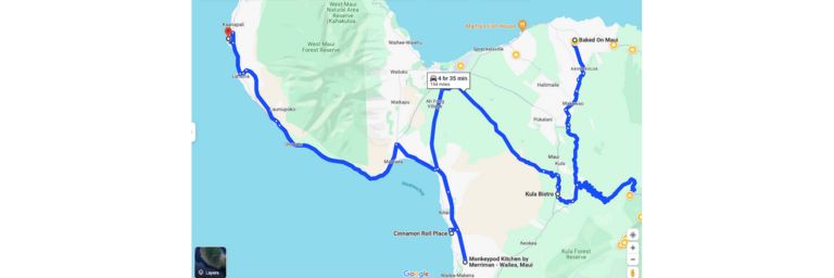 Map showing locations of all the restaurants in the post